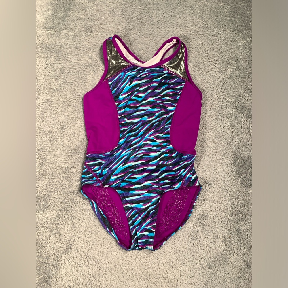 Ivivva lululemon Girls' Purple Multi-Color Patterned leotard gymnastics 10